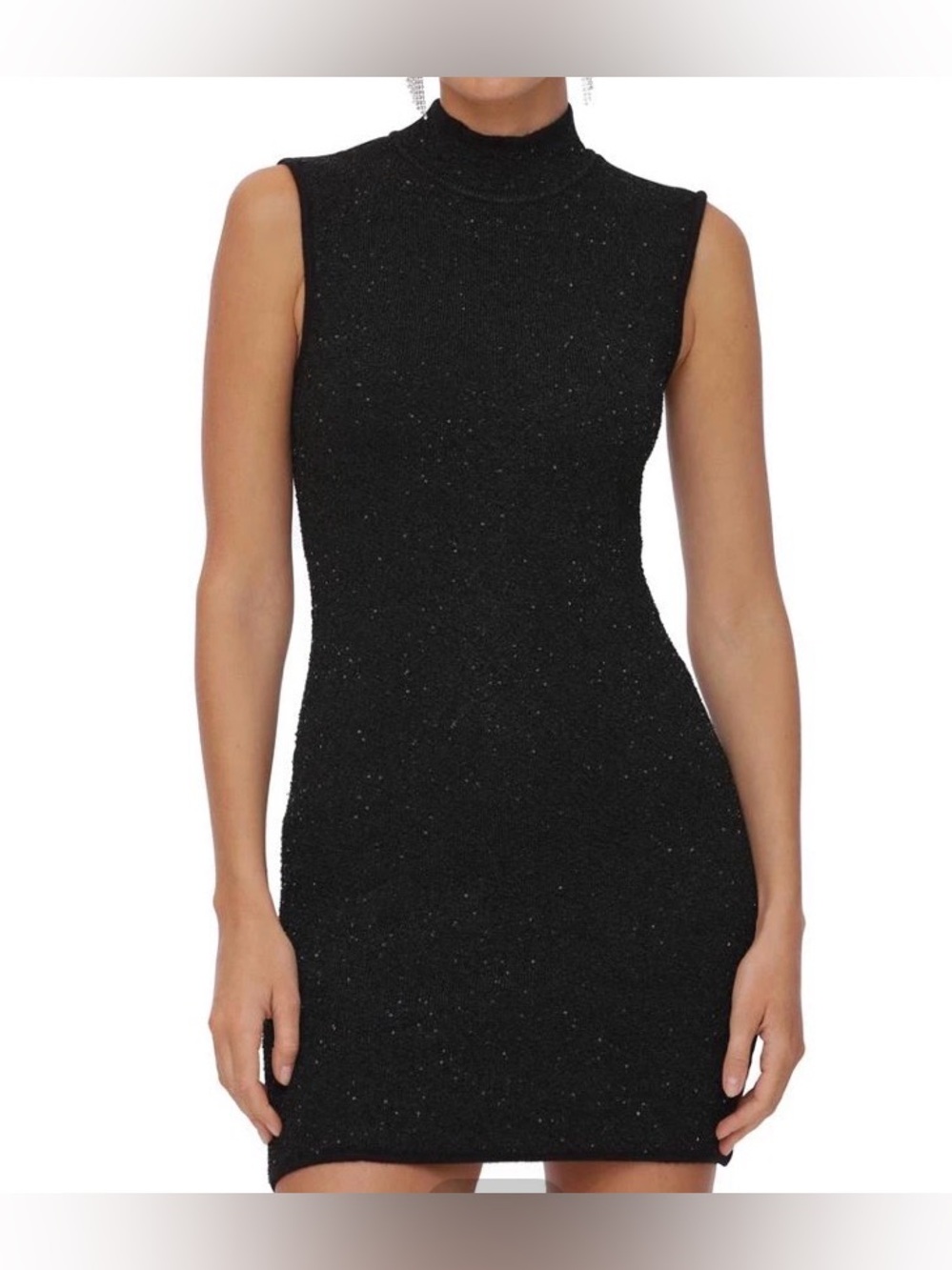 Avec Les Filles Black Sleeveless Turtleneck Mini Dress